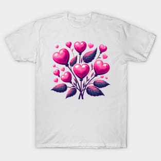 Pink Heart Flowers T-Shirt